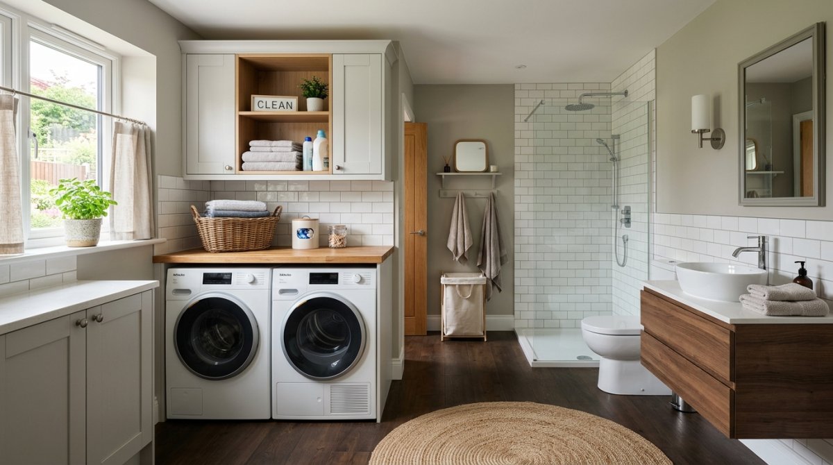 Laundry room bathroom combo